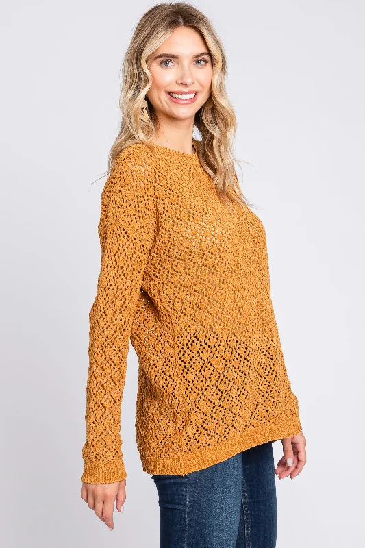 Gold Chenille Open Knit Sweater