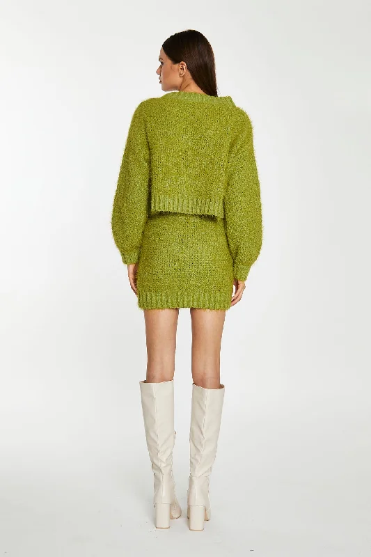 Grass-Green Cable-Knit Long Sleeve Jumper