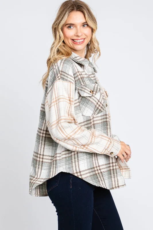 Grey Plaid Button Down Flannel