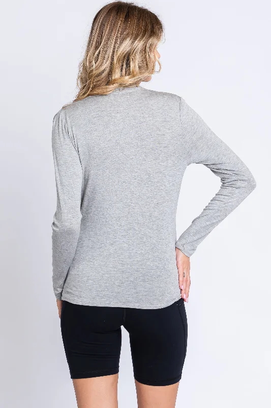 Heather Grey Long Sleeve Wrap Nursing Top