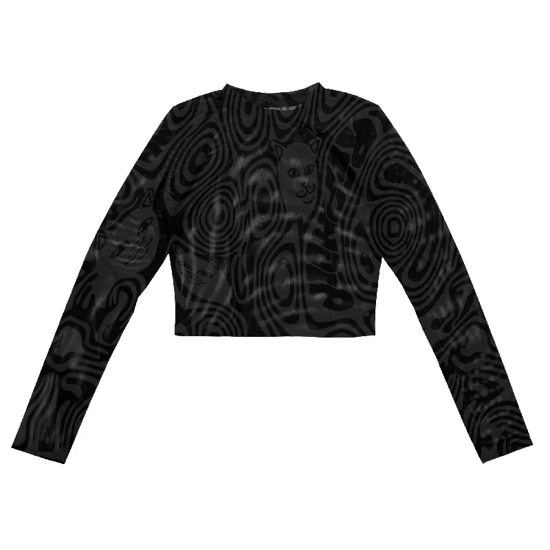 Hypnotic Crop Mesh Long Sleeve (Black)