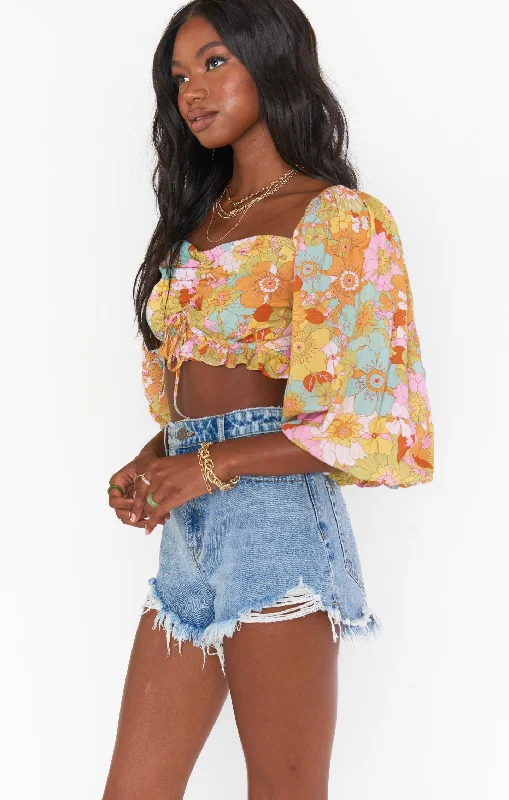 Jenna Top ~ Groovy Blooms