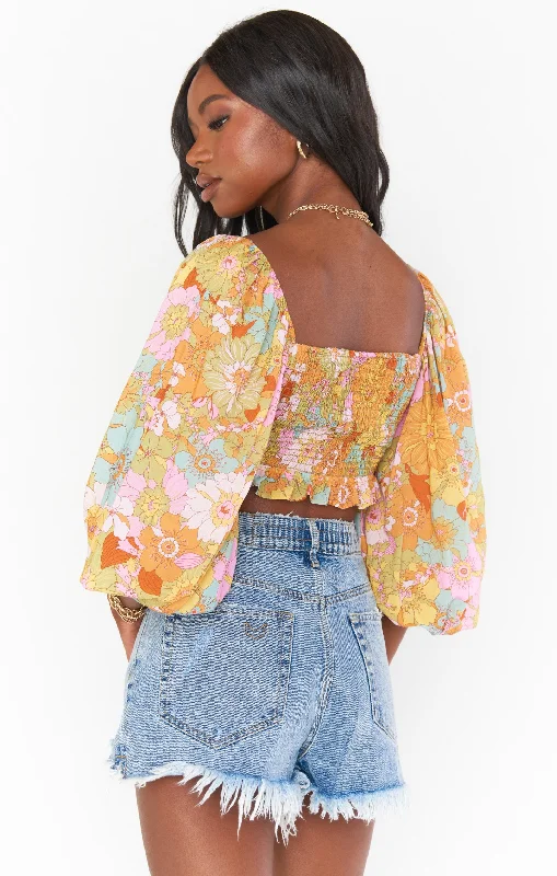 Jenna Top ~ Groovy Blooms