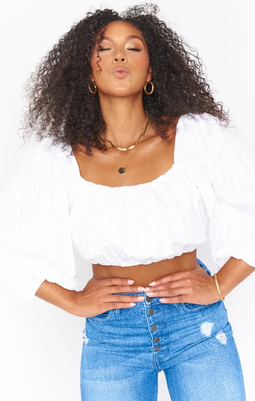 Keepsake Crop Top ~ White Crinkle