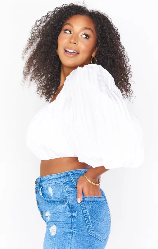 Keepsake Crop Top ~ White Crinkle