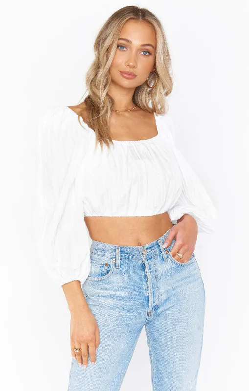 Keepsake Crop Top ~ White Crinkle