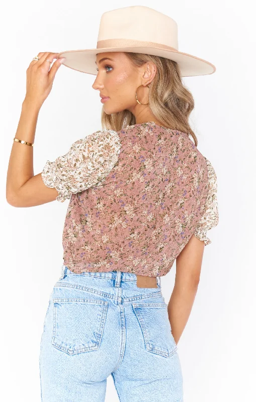 Kimmy Tie Top ~ Floral Print Mix