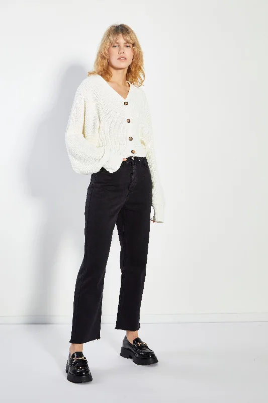 Glamorous Bone White button Front Knit Cardigan