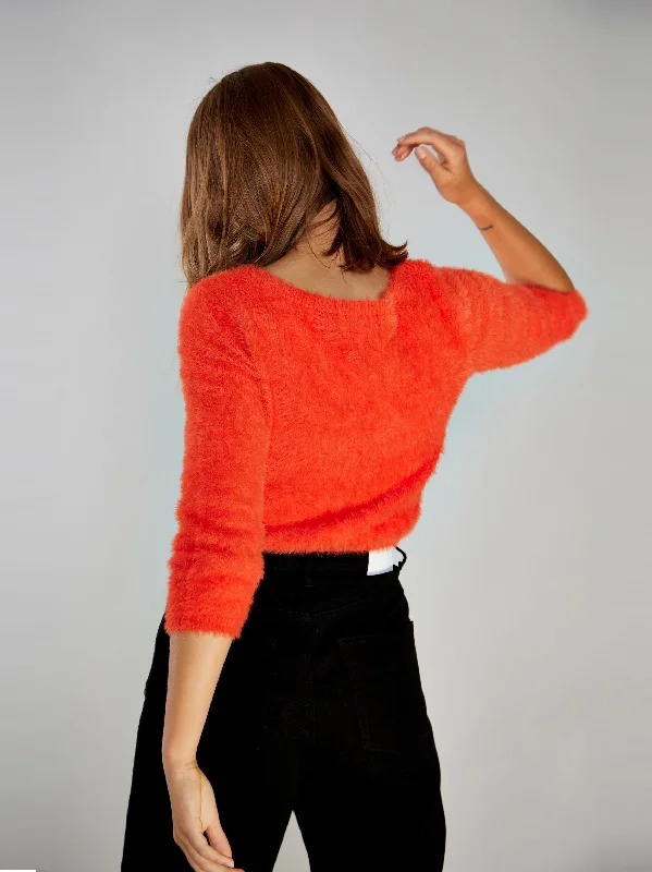 Glamorous Spicy Orange Crop 3/4 Length Sleeve Jumper