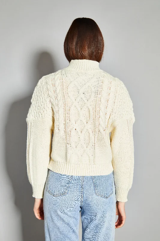 Glamorous Cream High Neck Cable Knit Jumper