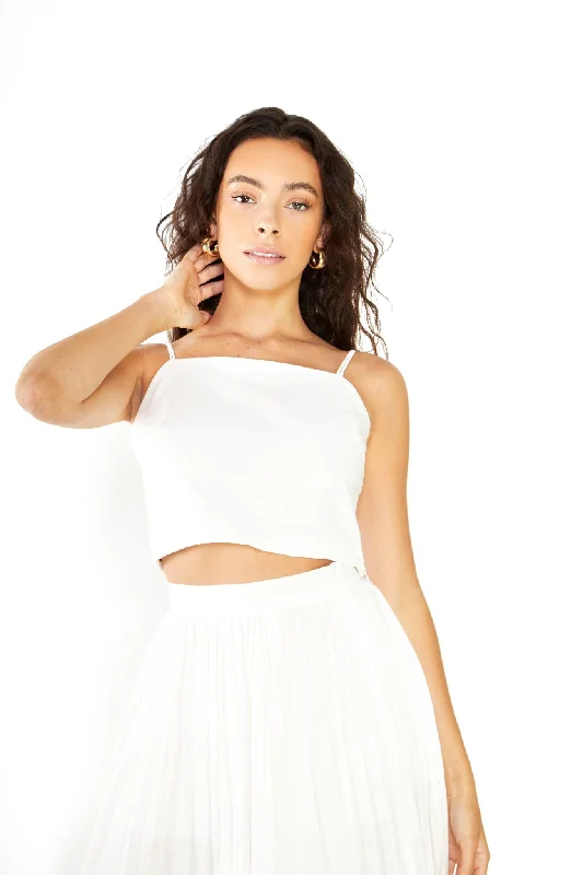 Glamorous Studio White Cotton Double Strap Crop Top