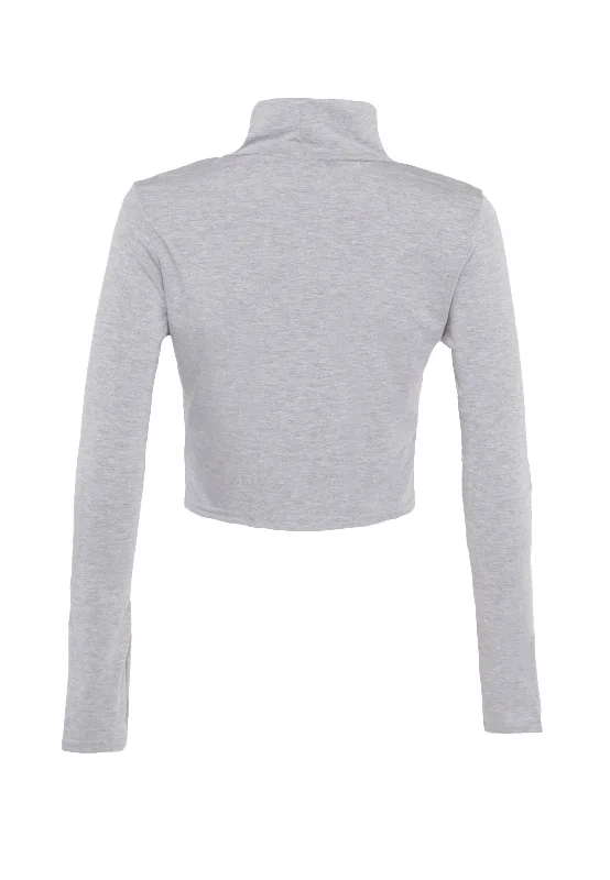 Glamorous Grey Marl High Neck Long Sleeve Crop Jumper