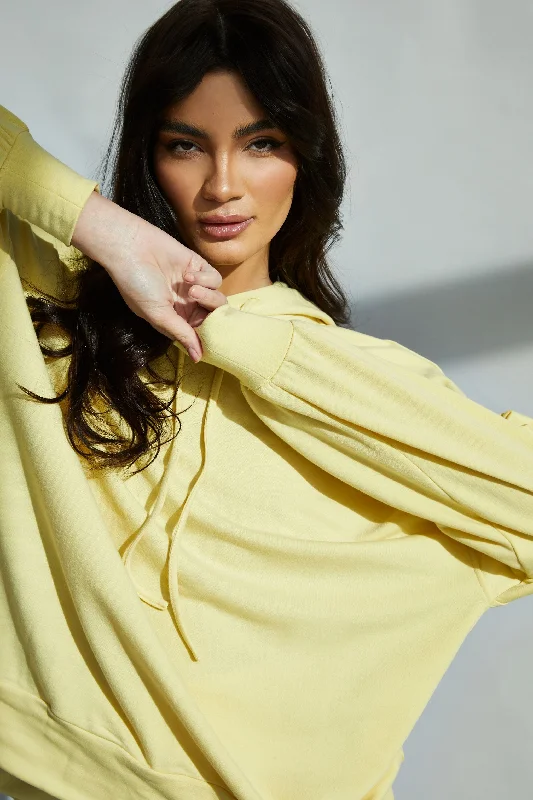 Glamorous Lemon Yellow Hooded Long Sleeve Jumper