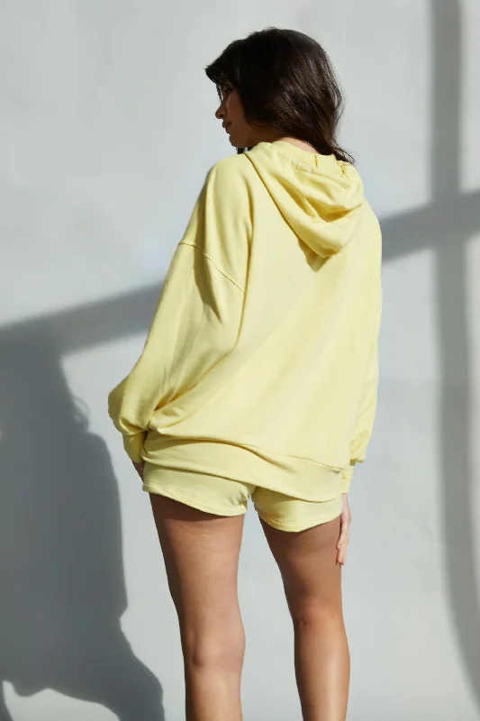 Glamorous Lemon Yellow Hooded Long Sleeve Jumper