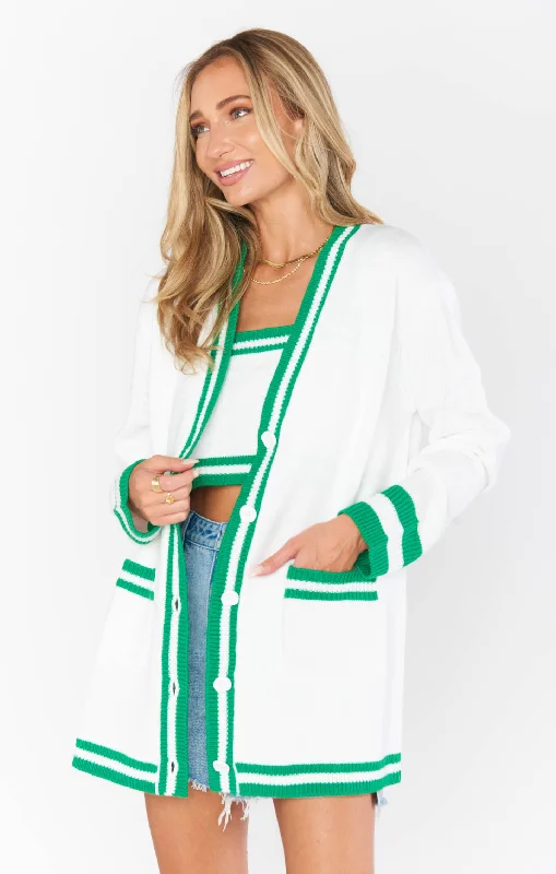 Lambert Cardigan ~ Green Stripe Knit