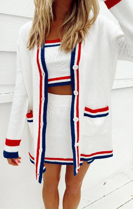 Lambert Cardigan ~ USA Stripe Knit