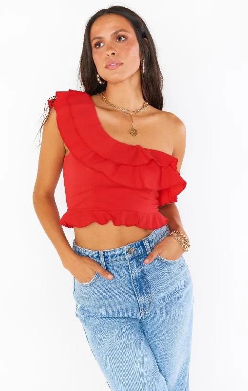 Leni Ruffle Top ~ Cherry Poplin