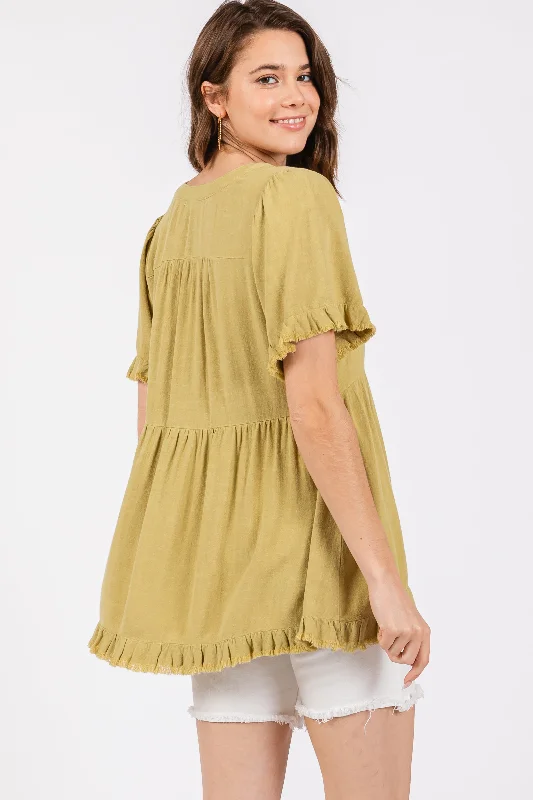 Light Olive Short Sleeve Top