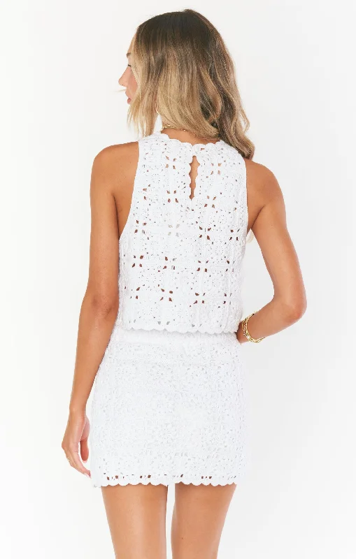 Lucy Top ~ White Daisy Crochet