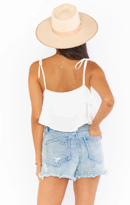 Lulu Crop Top ~ White Linen