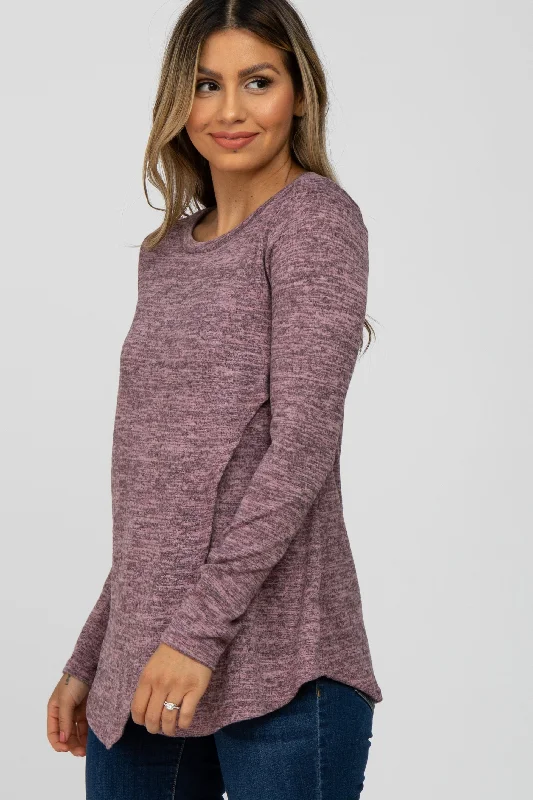 Mauve Heather Knit Layered Front Nursing Top