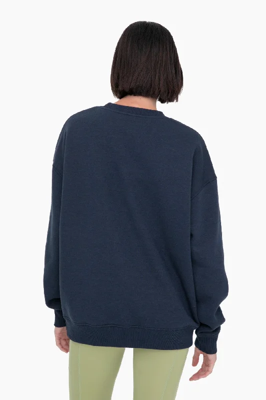 Navy Blue Soft Knit Fleece Lined Sweatshirt