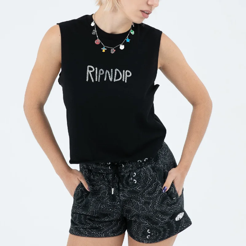 OG RIPNDIP Cropped Rhinestone Tank (Black)