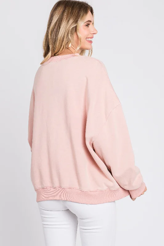 Pink Dropped Shoulder Sweatshirt