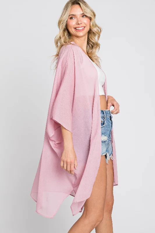 Pink Lightweight Side Slit Coverup