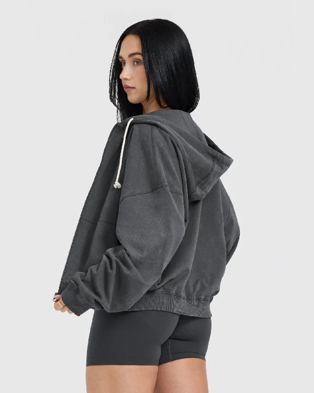 Raw Lounge Oversized Zip Hoodie | Coal