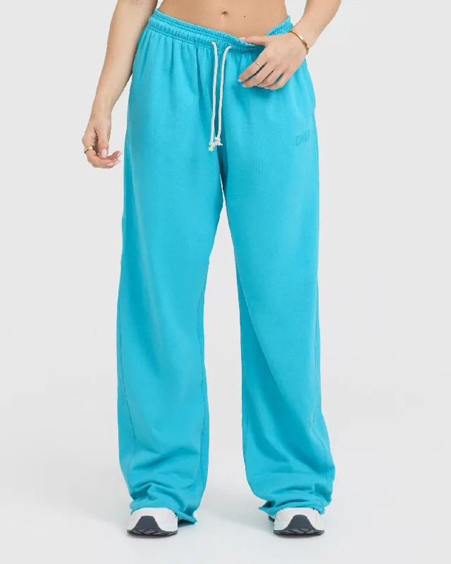 Raw Lounge Wide Leg Joggers | Aqua Blue