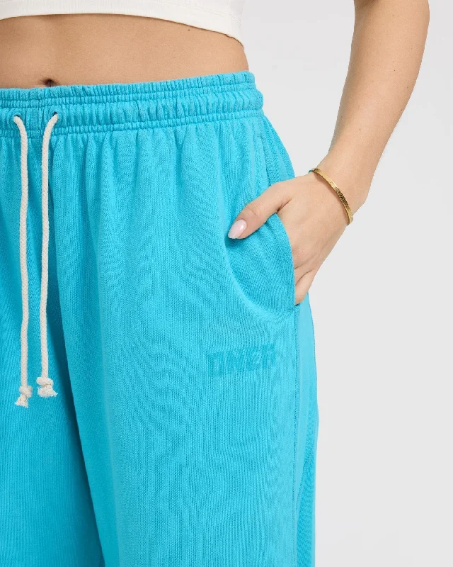 Raw Lounge Wide Leg Joggers | Aqua Blue