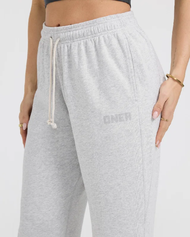 Raw Lounge Wide Leg Joggers | Light Grey Marl