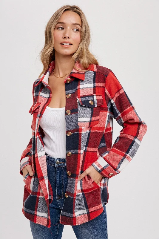 Red Plaid Shirt Jacket