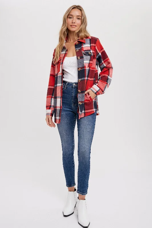 Red Plaid Shirt Jacket