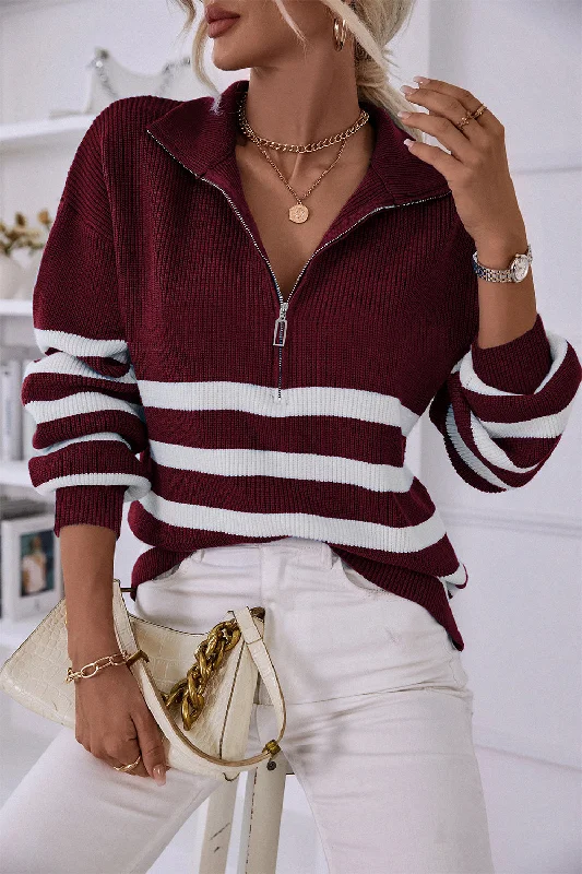 Striped Wine Red / S