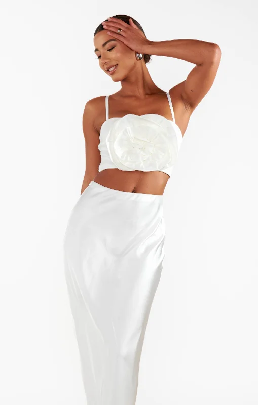 Rose Top ~ White Taffeta