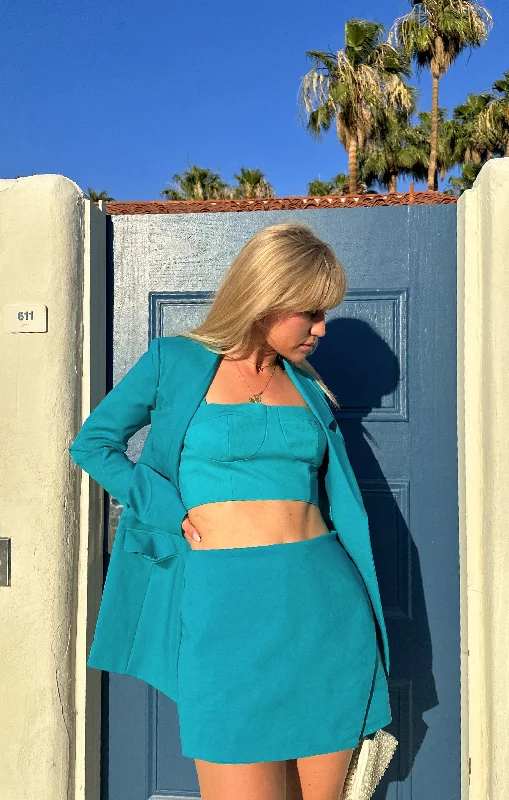 Sally Crop Top ~ Teal Suiting