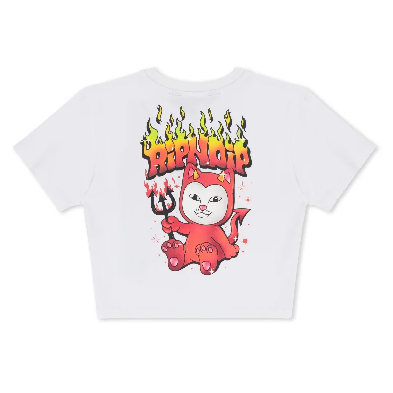 Scary Cute Cropped Baby Tee (White)