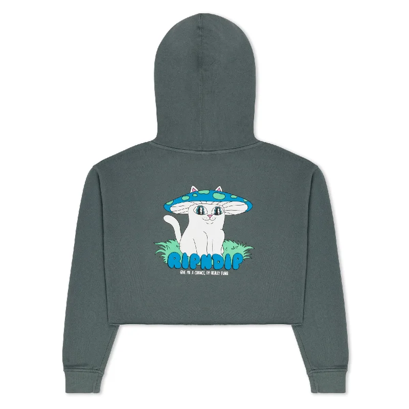 Shroom Nerm Cropped Hoodie (Charcoal)