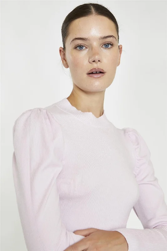 Soft-Pink High-Neck Crop-Jumper