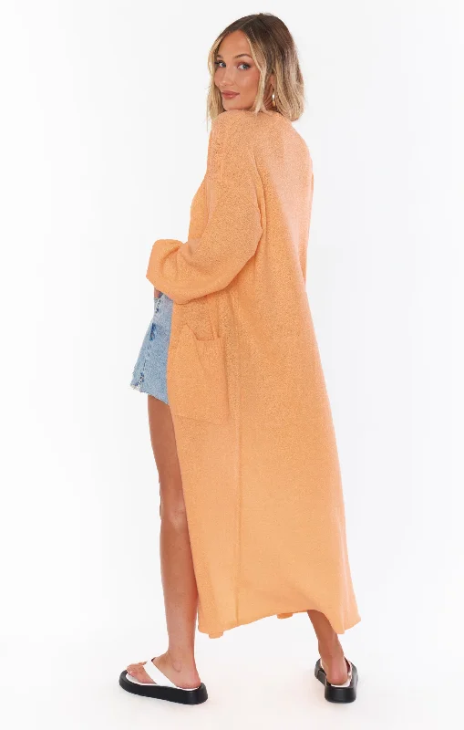 Sunset Long Cardi ~ Cantaloupe Knit