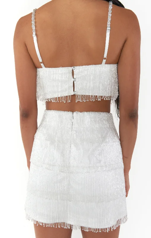 Swift Fringe Top ~ White Beaded Fringe