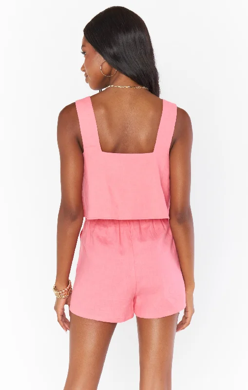 Tara Crop Top ~ Flamingo Pink Linen