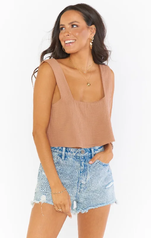 Tara Crop Top ~ Tan