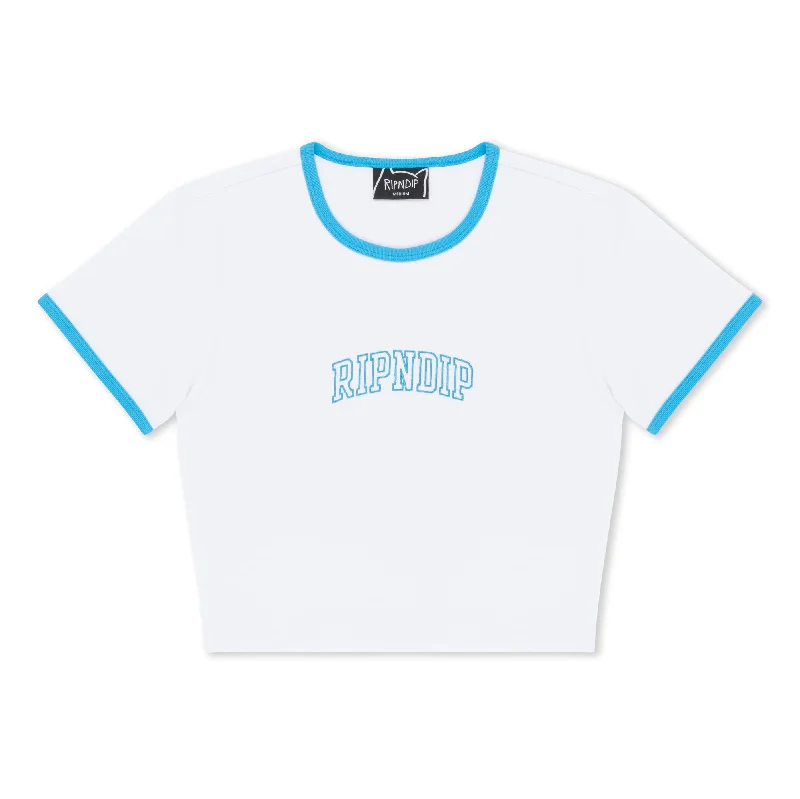 Team Spirit Cropped Ringer Tee (White)