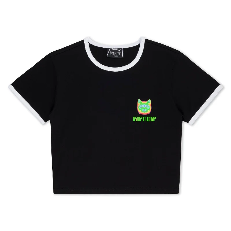 Thermal Nermal Cropped Ringer Tee (Black)