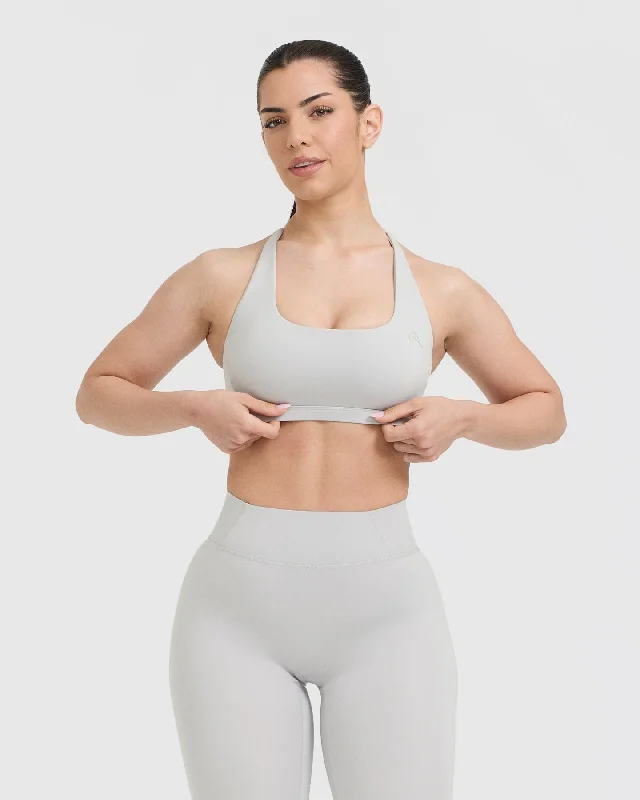 Timeless Square Neck Sports Bra | Light Grey