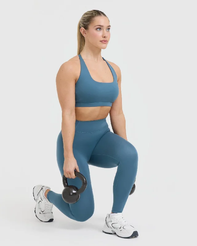 Timeless Square Neck Sports Bra | Moonstone Blue