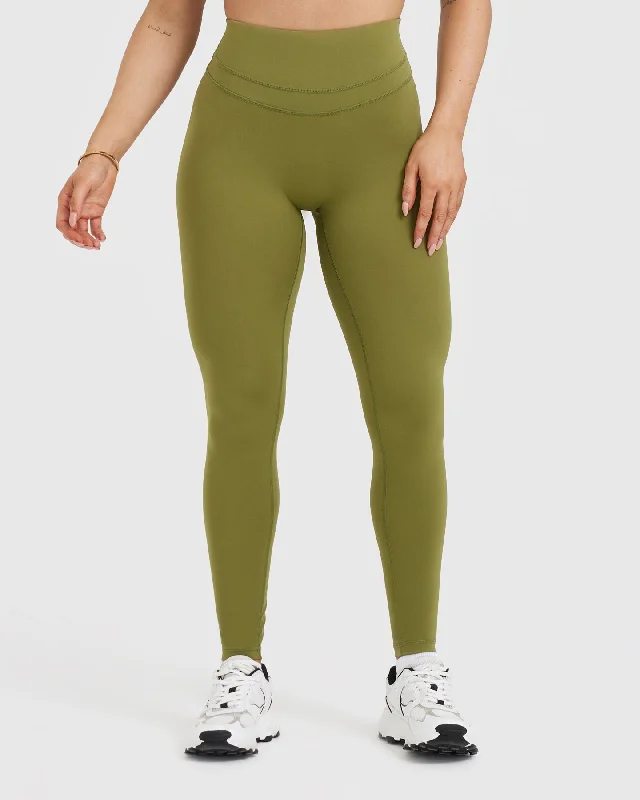 Unified High Waisted Leggings | Olive Green